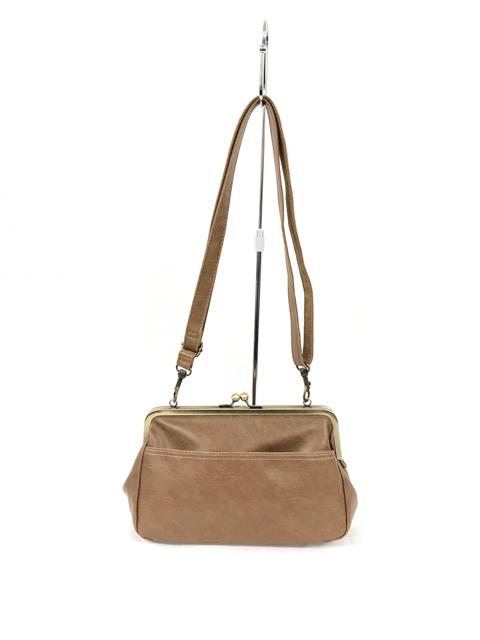 003146600 / ナチュラル合皮　がま口　ショルダーバッグ　全4カラー　ﾍﾞｰｼﾞｭ