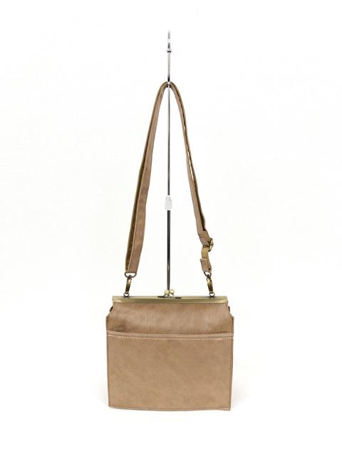 003160600 / ナチュラル合皮　がま口　ミニショルダーバッグ　全4カラー　ﾍﾞｰｼﾞｭ