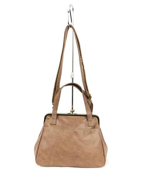 003173600 / ナチュラル合皮　がま口　手提げバッグ　2WAY　全4カラー　ﾍﾞｰｼﾞｭ