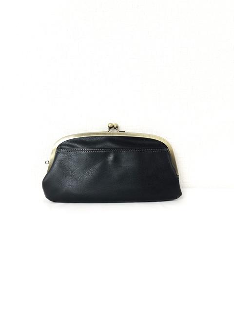 003171200  ナチュラル合皮　がま口　長財布　全4カラー　ｸﾛ