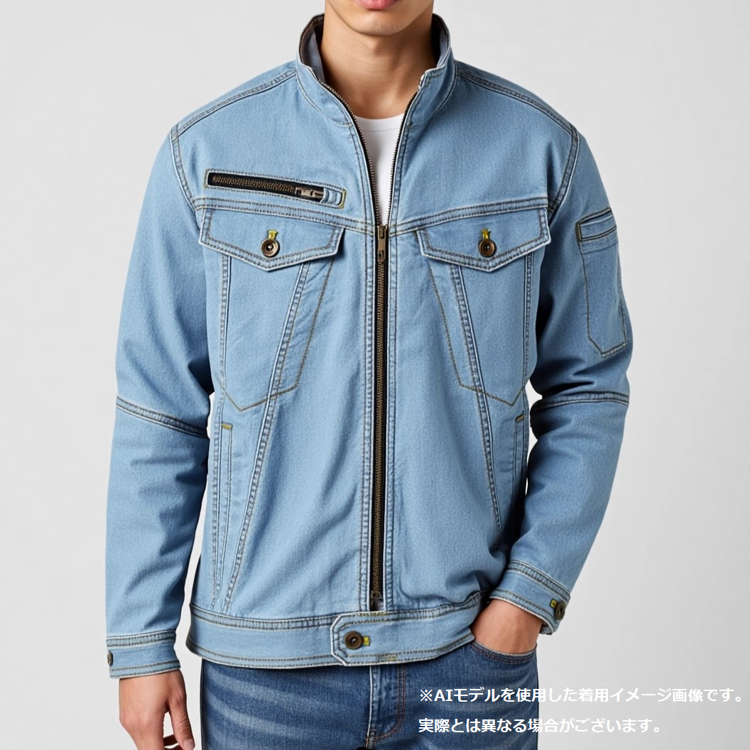 【6枚セット】ストレッチ デニム ブルゾン メンズ 紳士 ポケット 作業服
