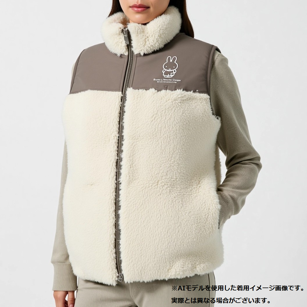 【4枚セット】ミッフィー ワーク ボア フリース ベスト レディース あったか 防寒