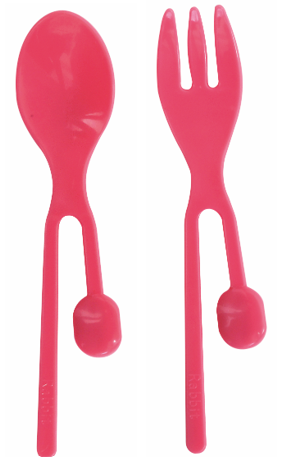 ラビット スプーン＆フォークセット〈右利き用〉ピンク