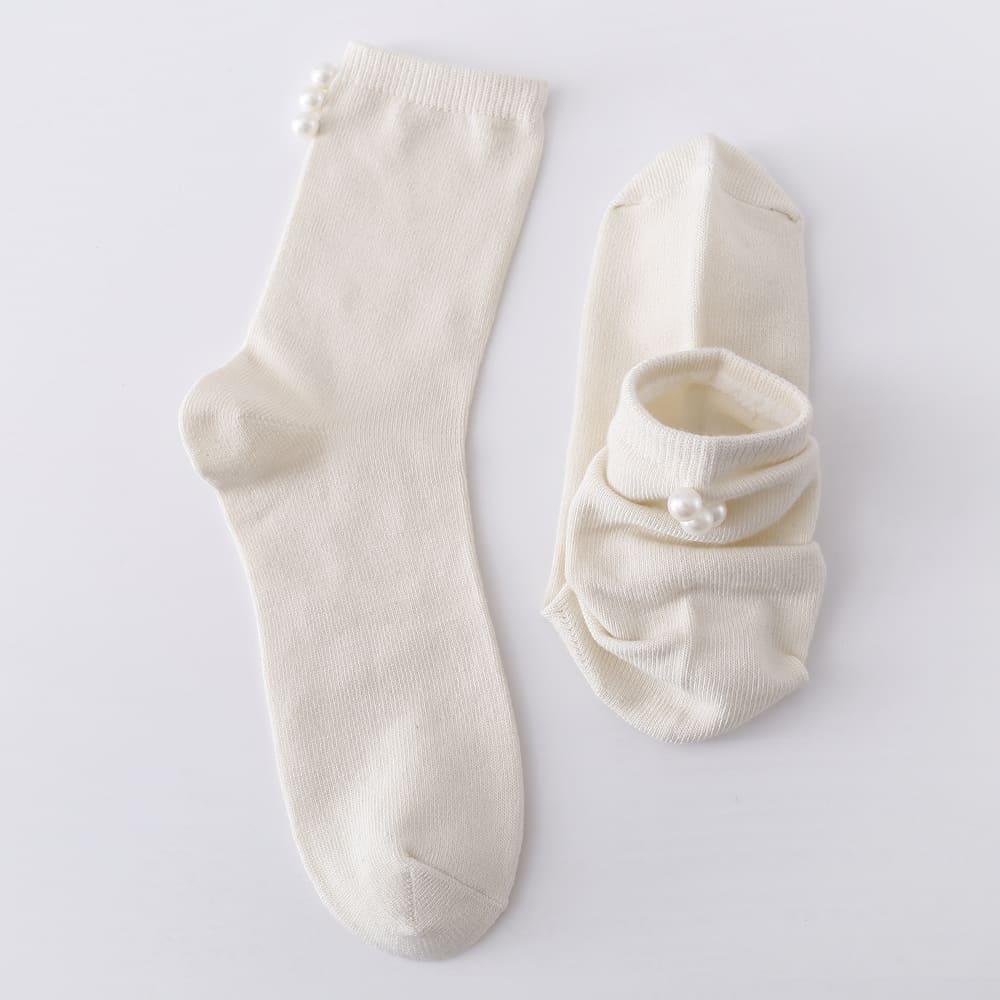 パール付き ソックス 靴下 2足 セット