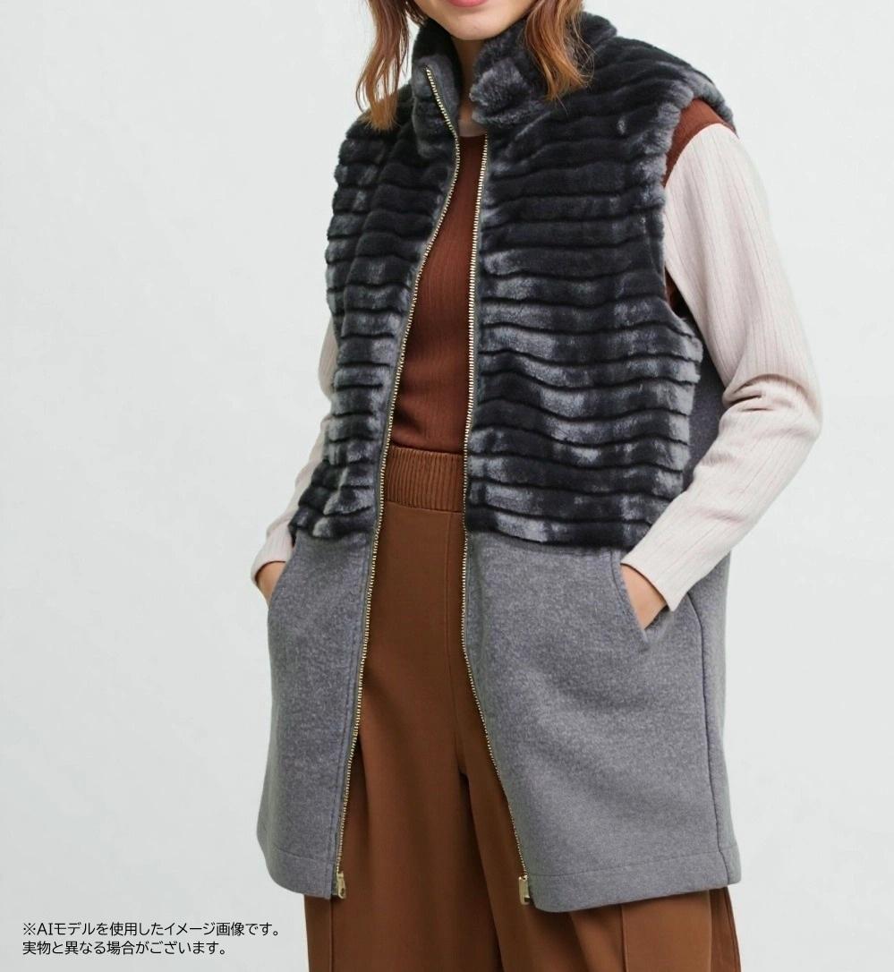 婦人 フェイクファー使い ジップアップ ベスト 3枚セット レディース