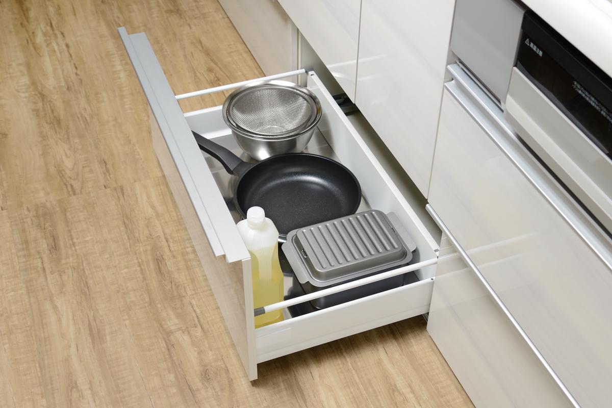 ポコフリットＩＨ対応角型揚げ鍋ワイド　温度計アミ付