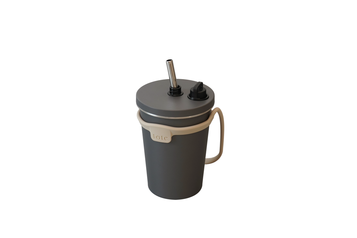 トート　ストロー付2wayタンブラー320ml　チャコール