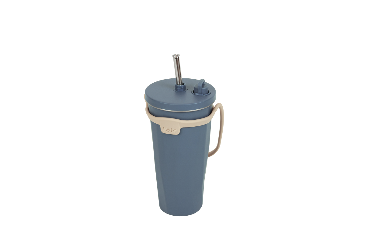 トート　ストロー付2wayタンブラー470ml　ネイビー