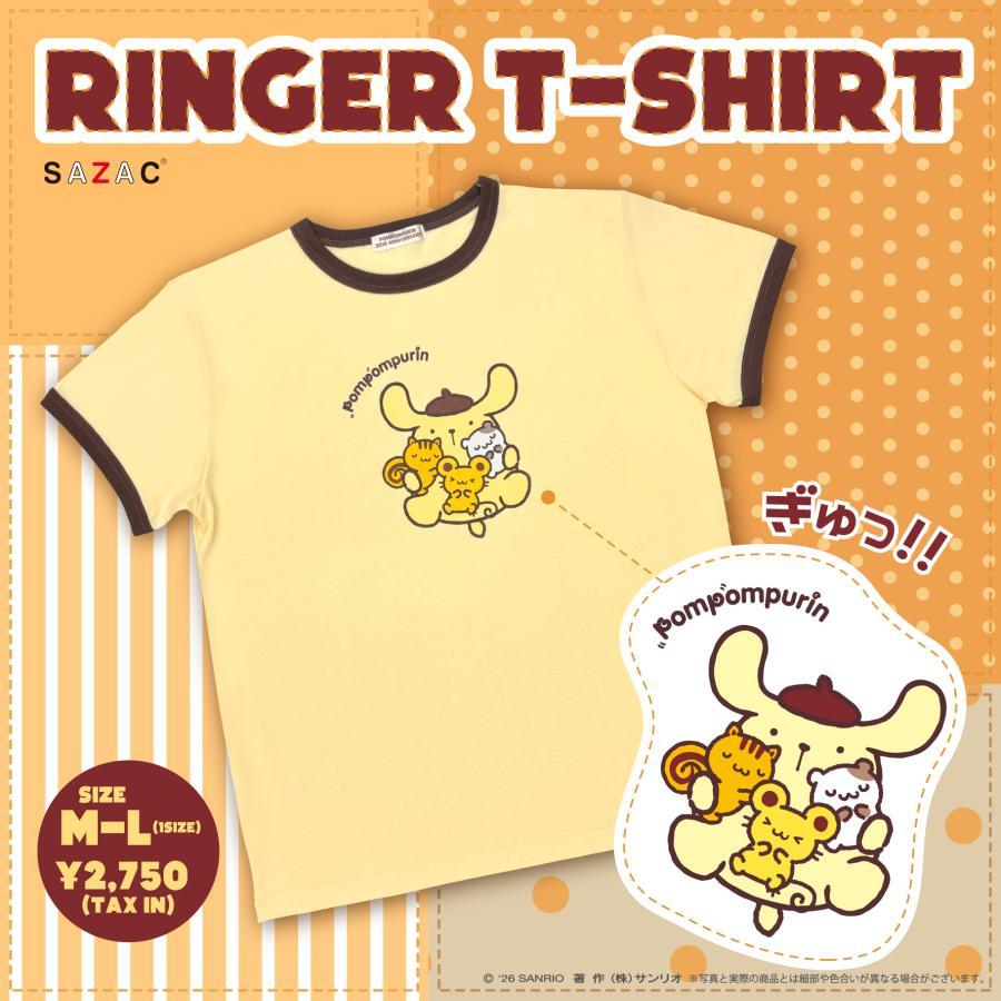 むぎゅっとポムポムプリンリンガーＴシャツ