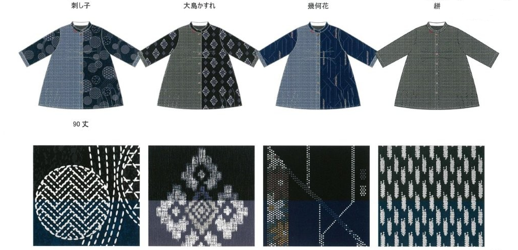 はんなり エステル 裏フリース チュニック プリント エプロン 和柄 あったか 防寒