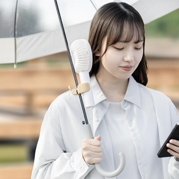 傘に付ける ハンディファン クリップ 3色アソート（ベージュ・ピンク・ブラック）【36個】