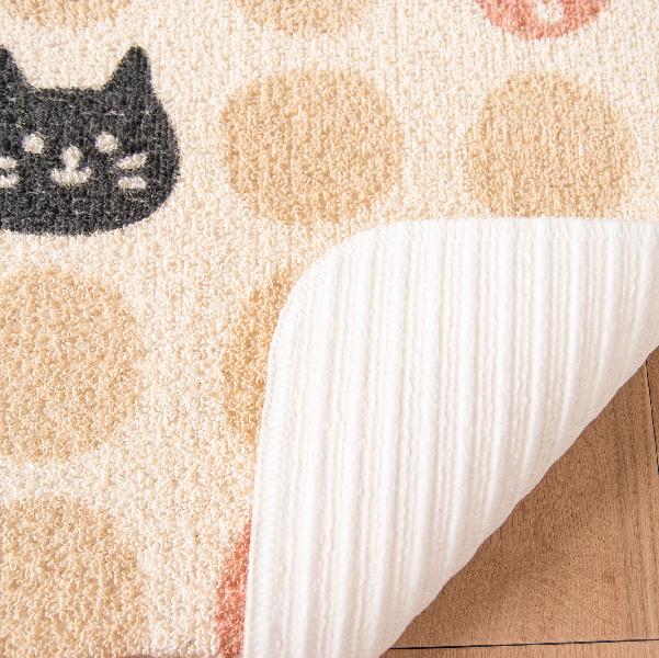 リズムキャット　再生糸を使用した 洗える キッチンマット　日本製　ねこ