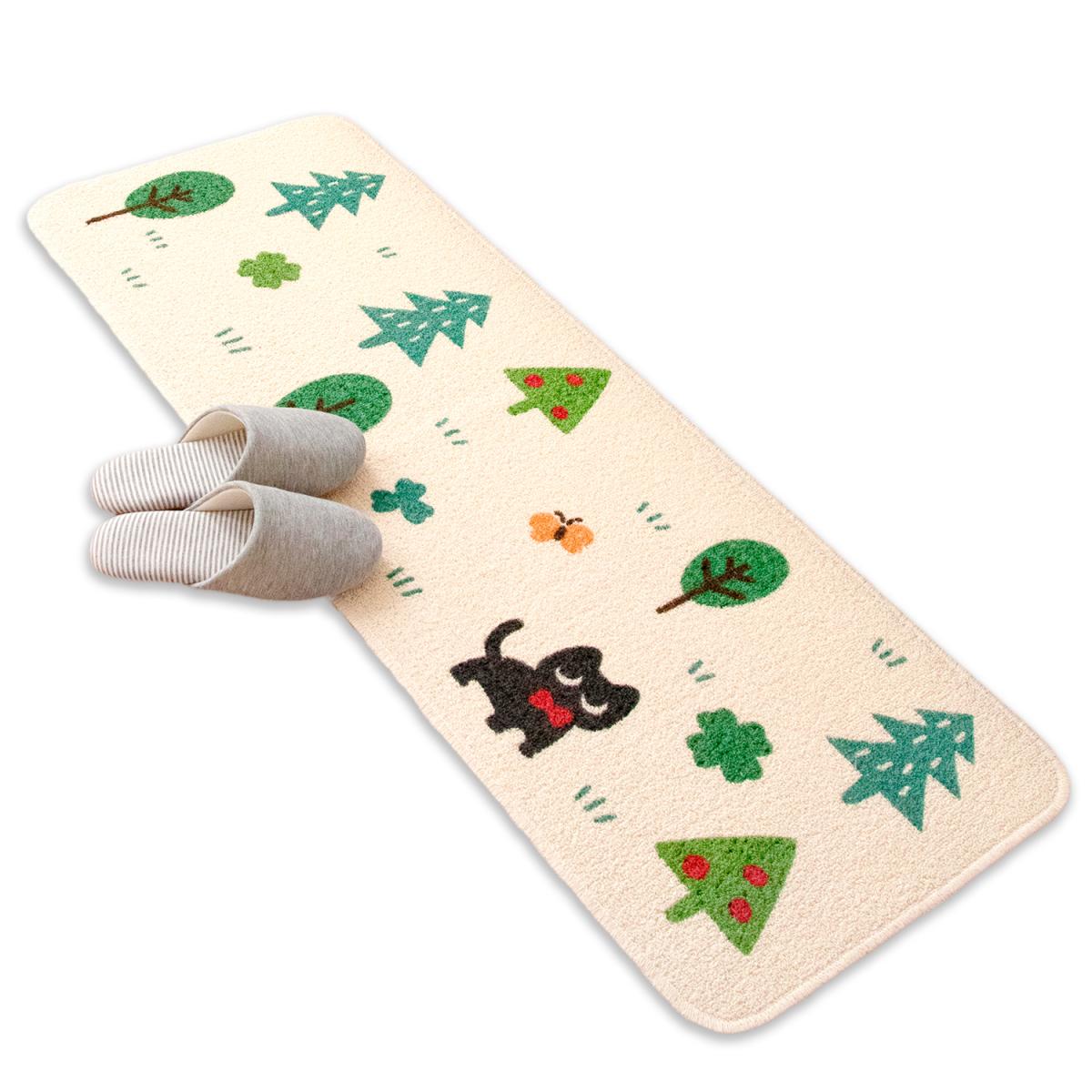 スローデイズ　再生糸を使用した 洗える キッチンマット　日本製　ねこ