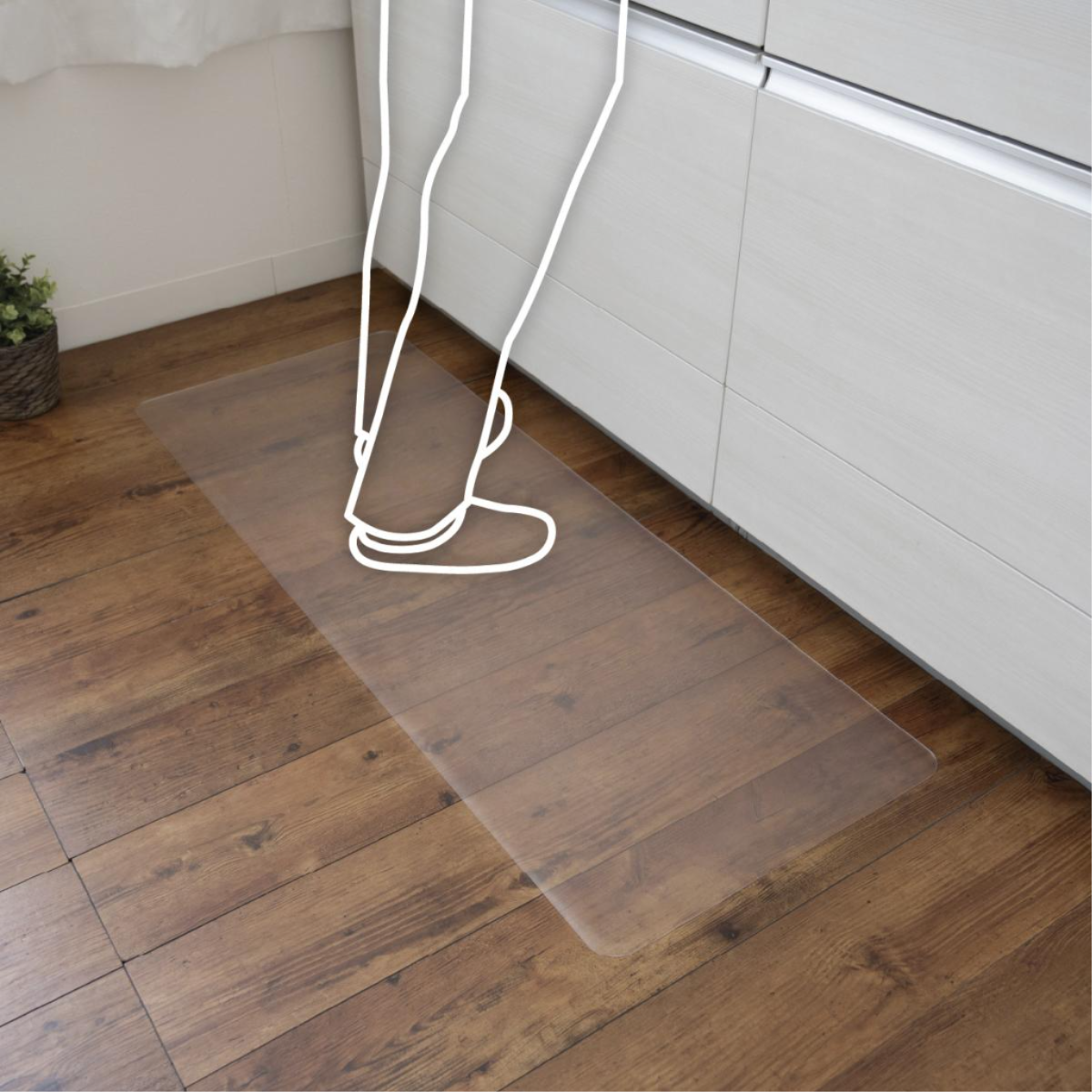 透明なキッチンマット 約４５×２４０cm　床の汚れ、傷防止　拭ける　クリア