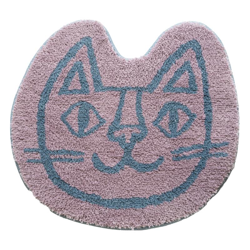 おかべてつろう　インテリアマット　50×55cm　ねこ　ピンク