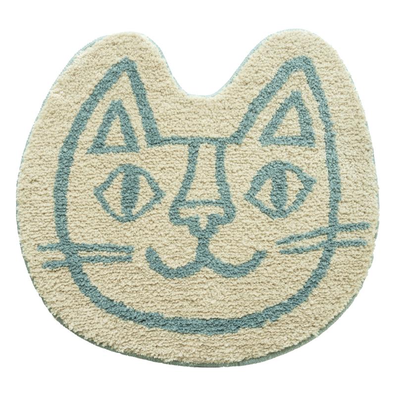 おかべてつろう　インテリアマット　50×55cm　ねこ　ベージュ