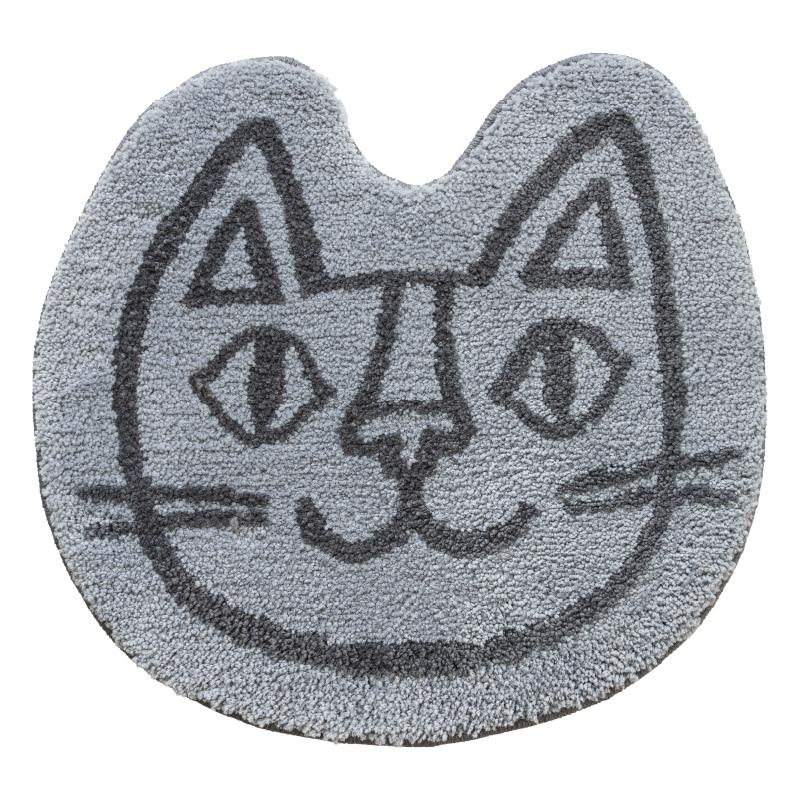 おかべてつろう　インテリアマット　50×55cm　ねこ　グレー