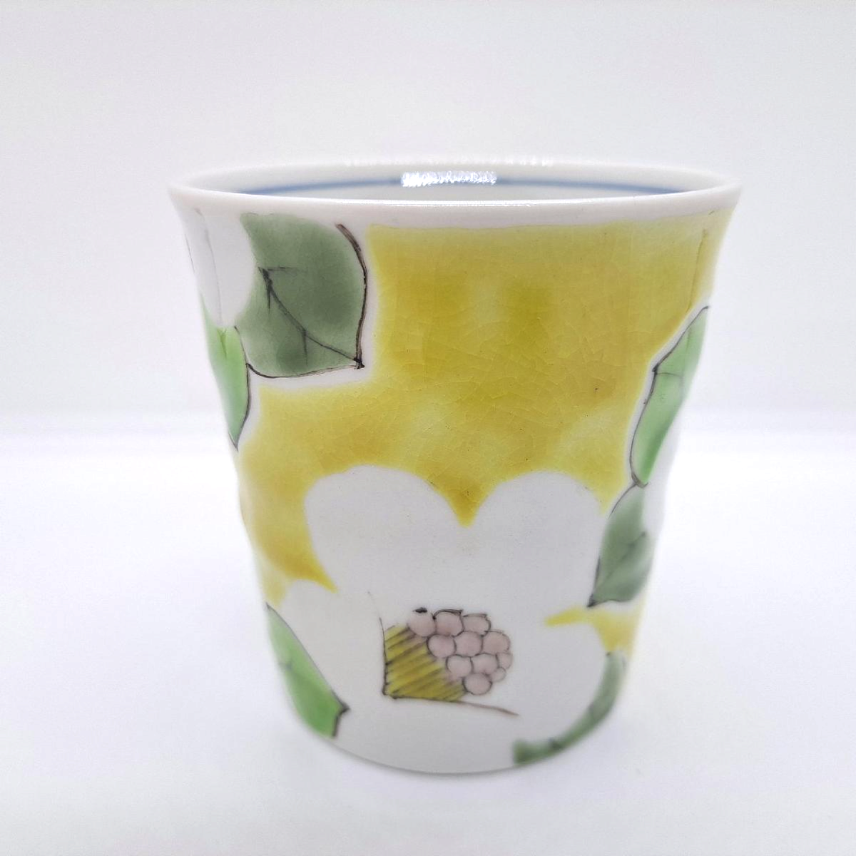 九谷焼マグカップ黄椿