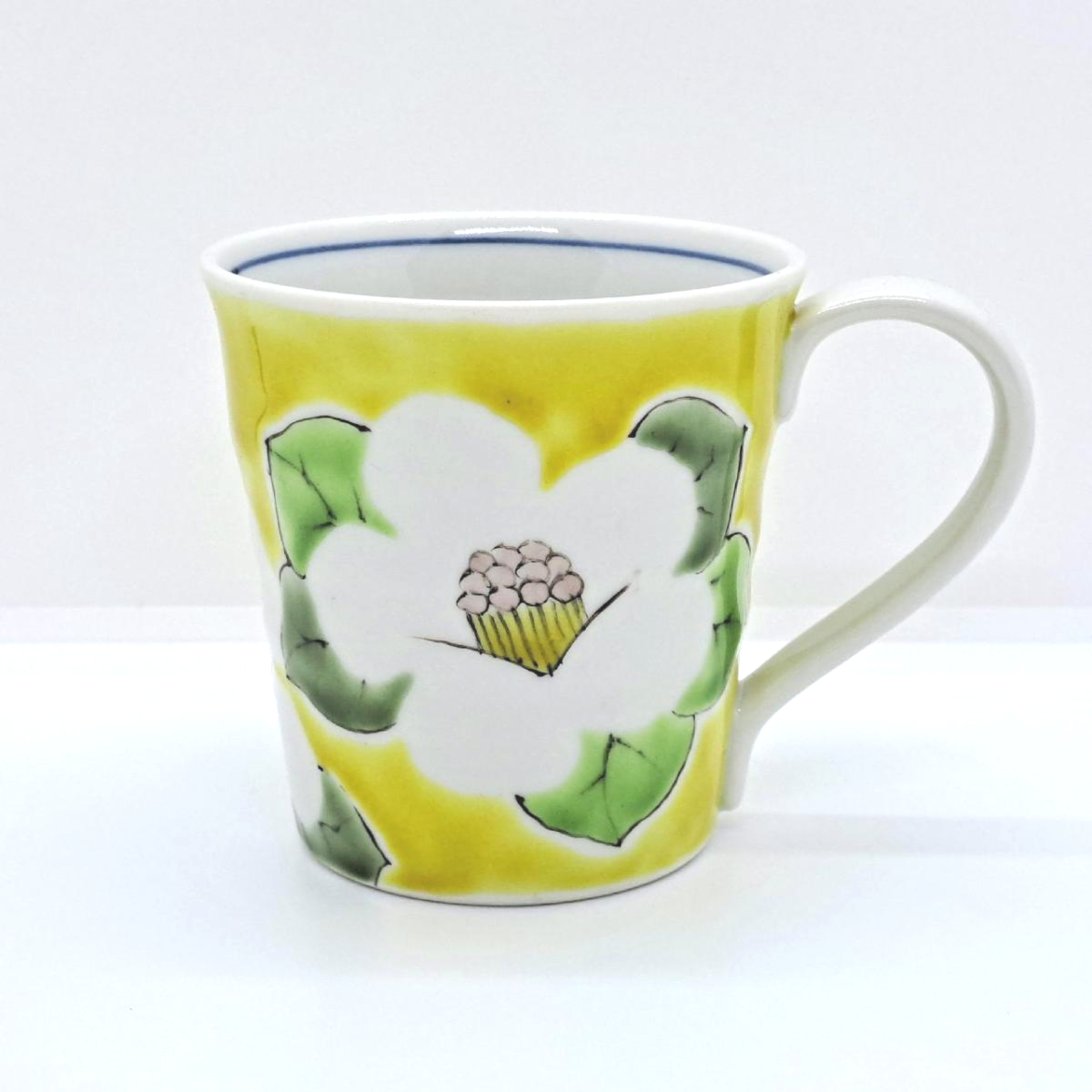 九谷焼マグカップ黄椿