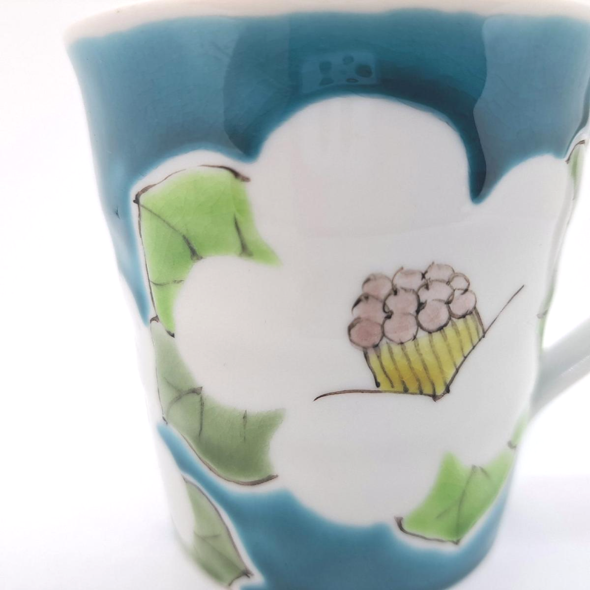 九谷焼マグカップ青椿