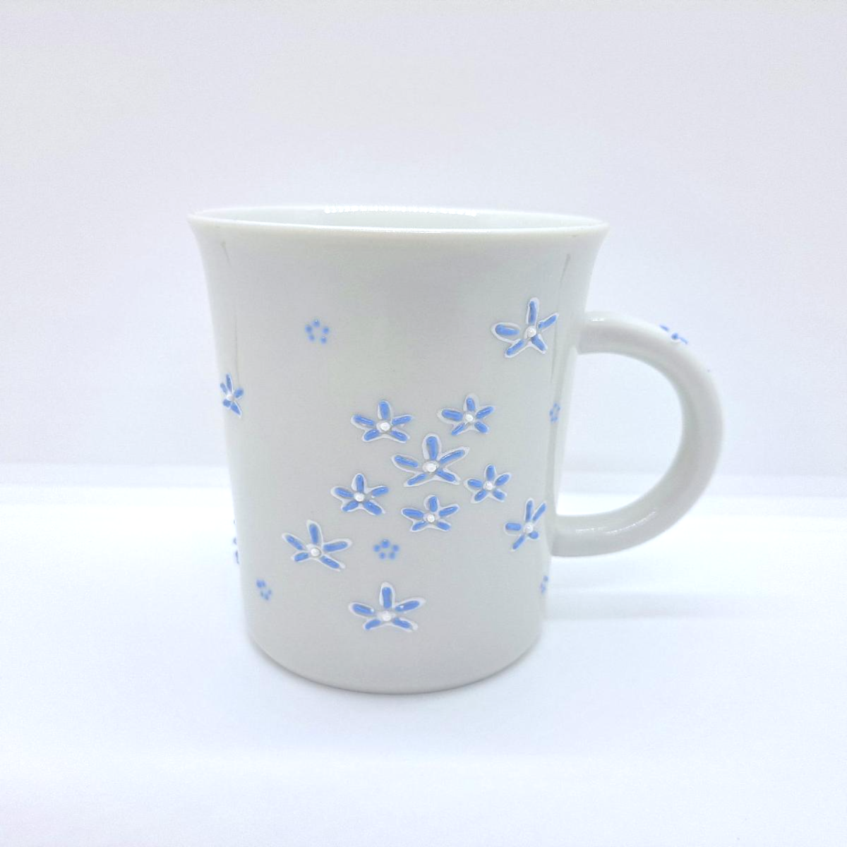 九谷焼マグカップ／花ちらしブルー
