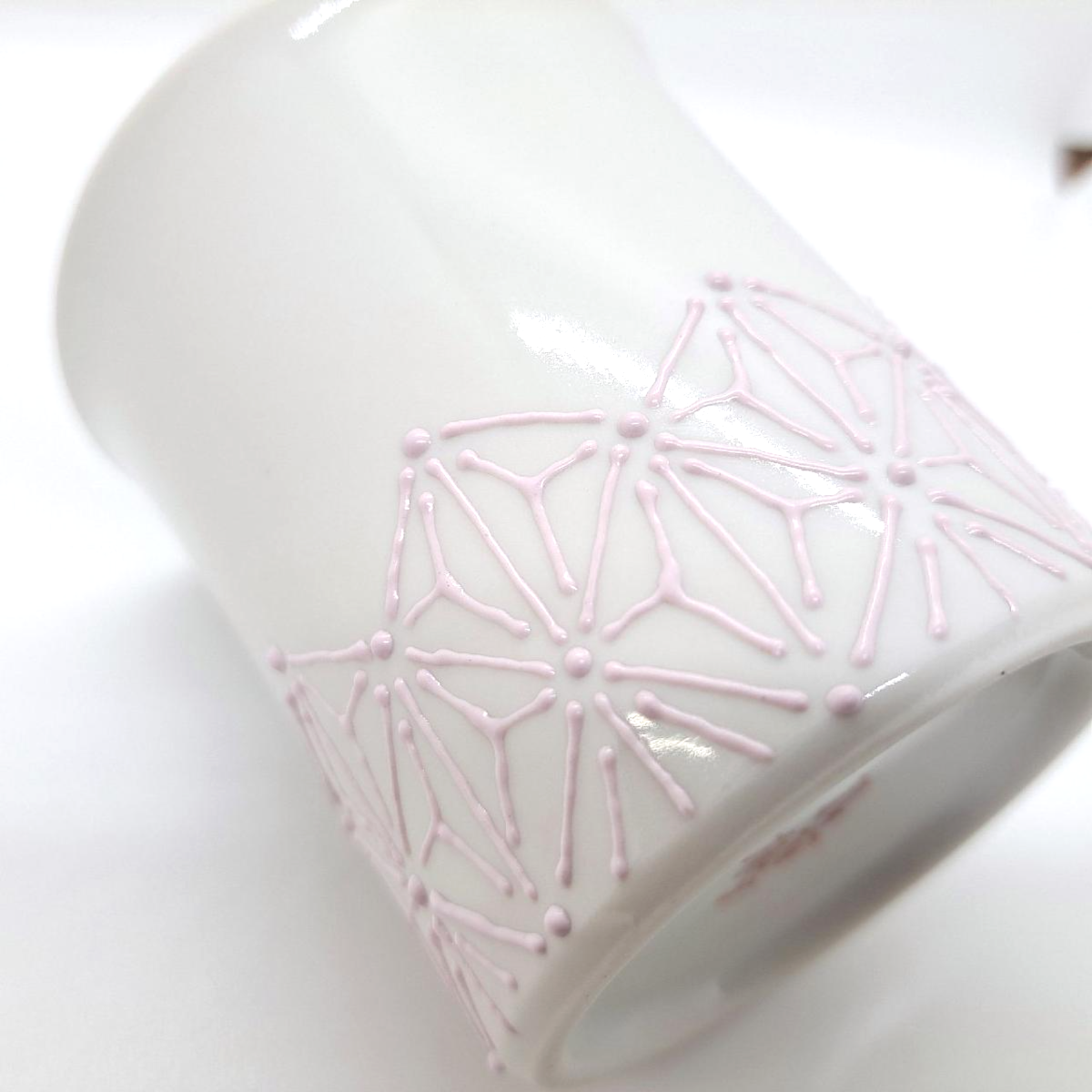 九谷焼マグカップ麻の葉模様ピンク