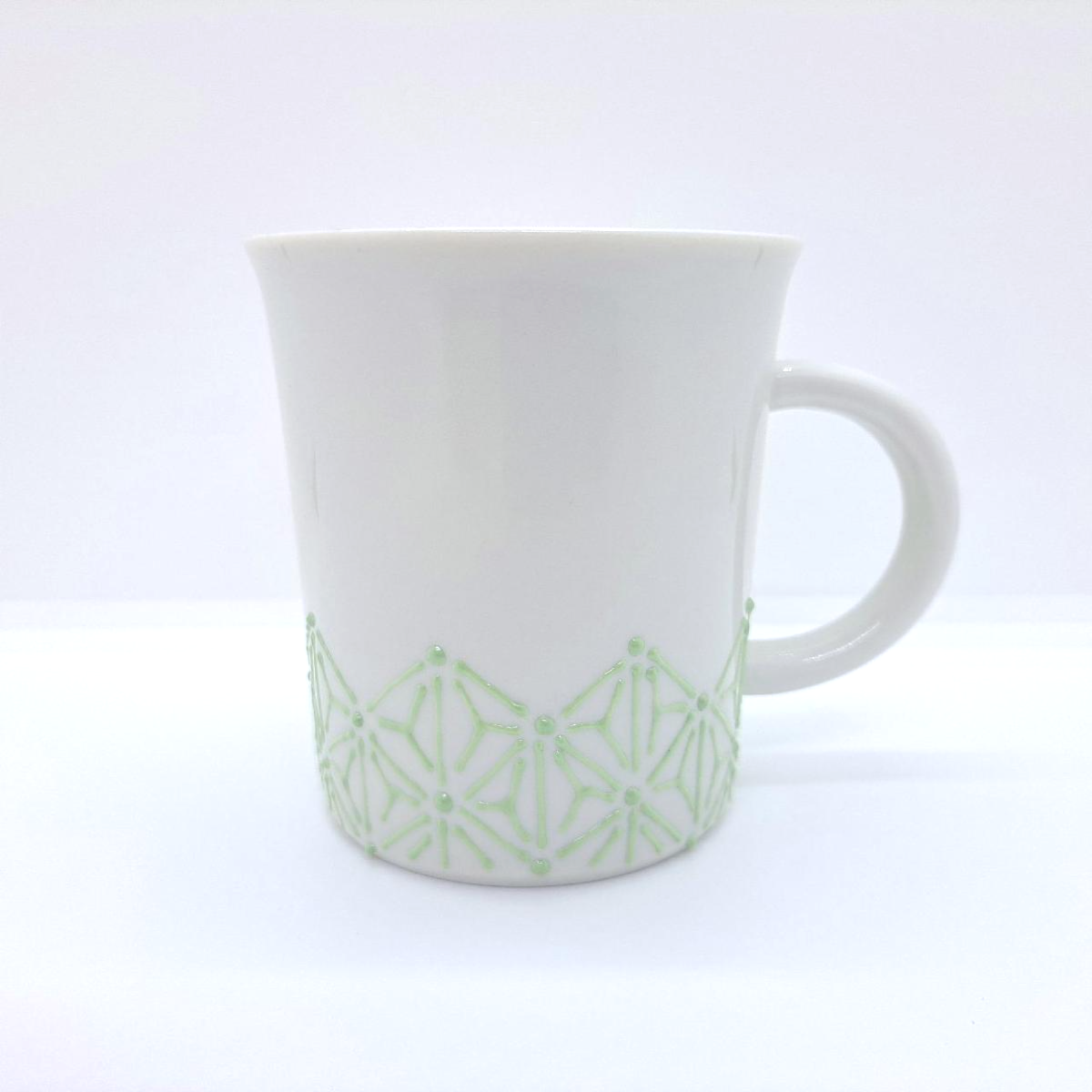 九谷焼マグカップ／麻の葉模様グリーン