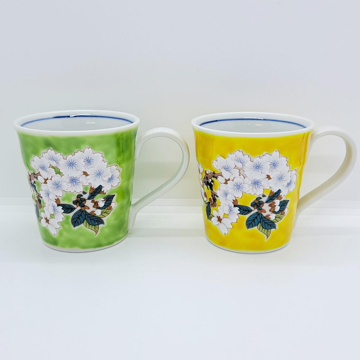 九谷焼ペアマグカップ／さくら