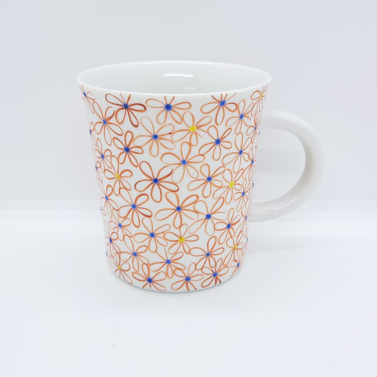九谷焼マグカップ／花の舞ブルー