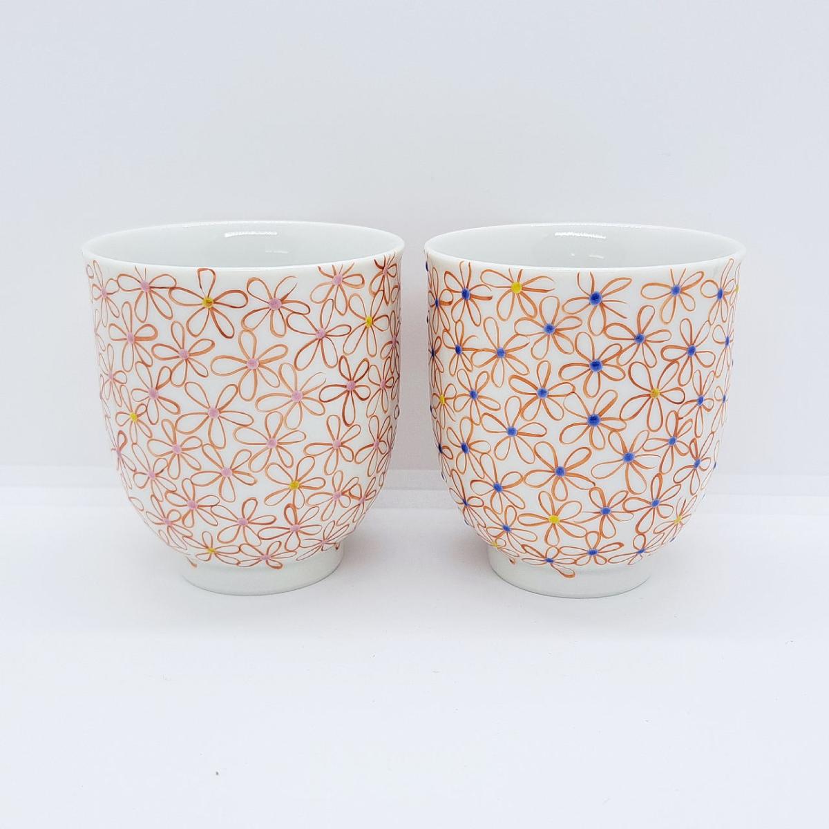 九谷焼組湯呑／花の舞