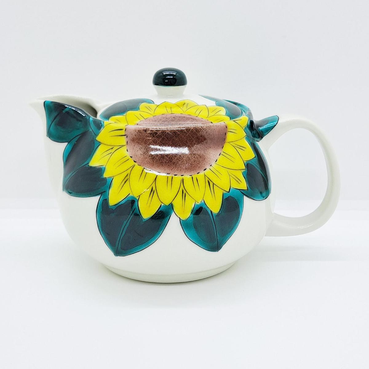 九谷焼ポット急須／青手ひまわり