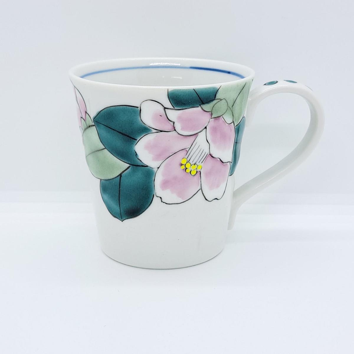 九谷焼マグカップ／白椿