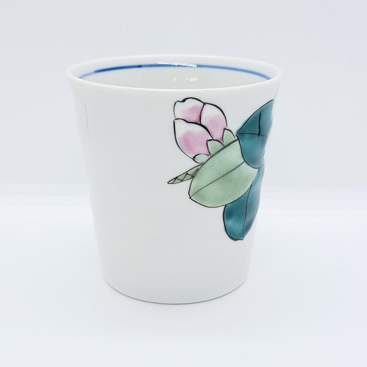 九谷焼マグカップ白椿
