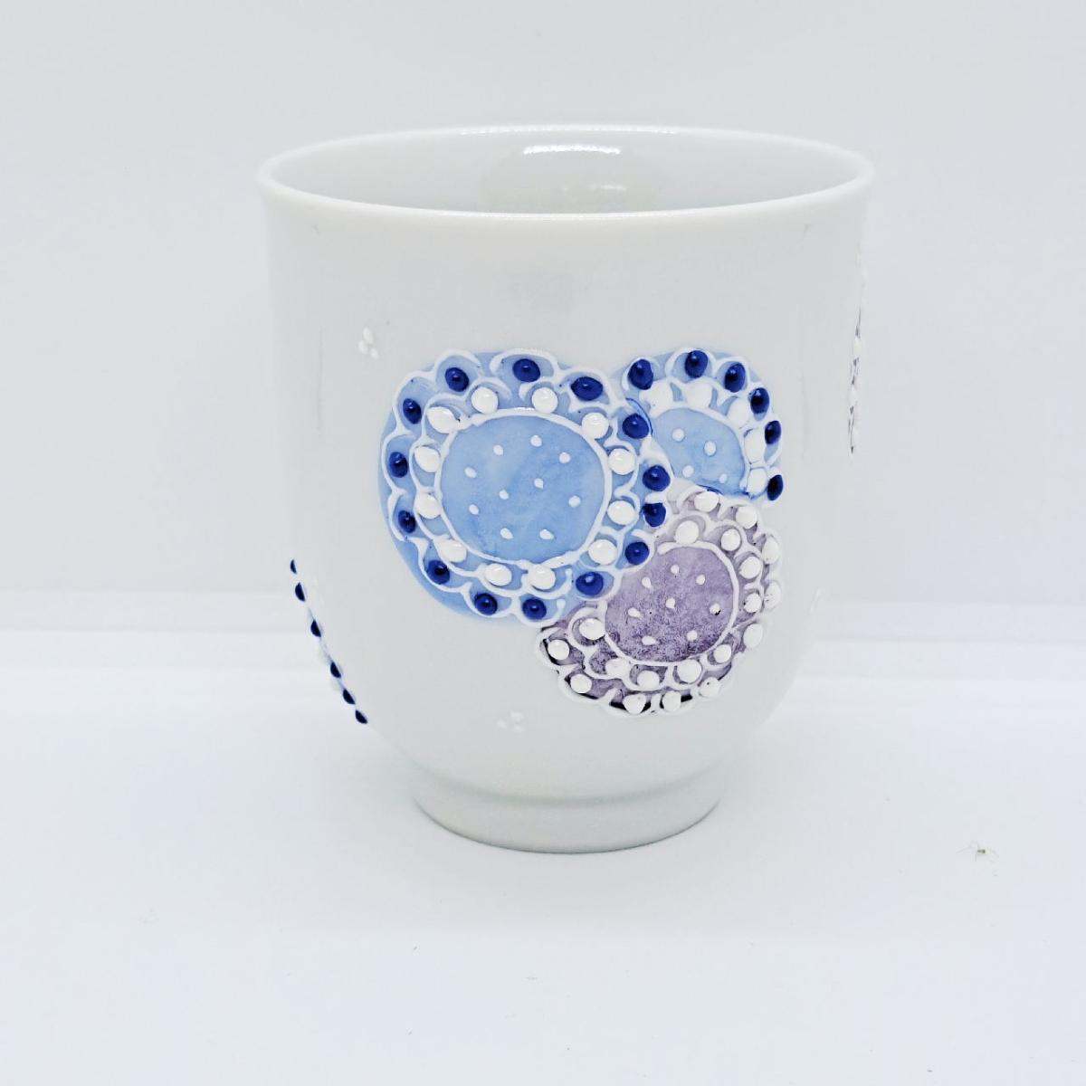 九谷焼湯呑／花火ブルー