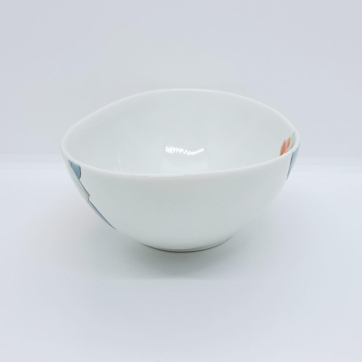 九谷焼楕円鉢赤椿