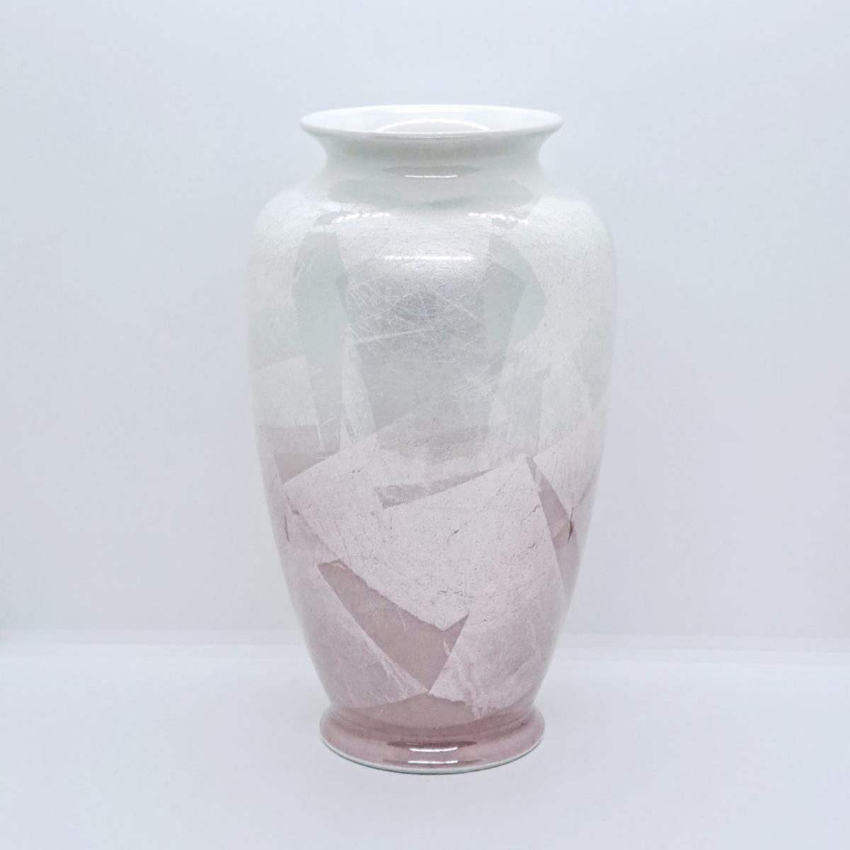 九谷焼8号花瓶／銀彩ピンク