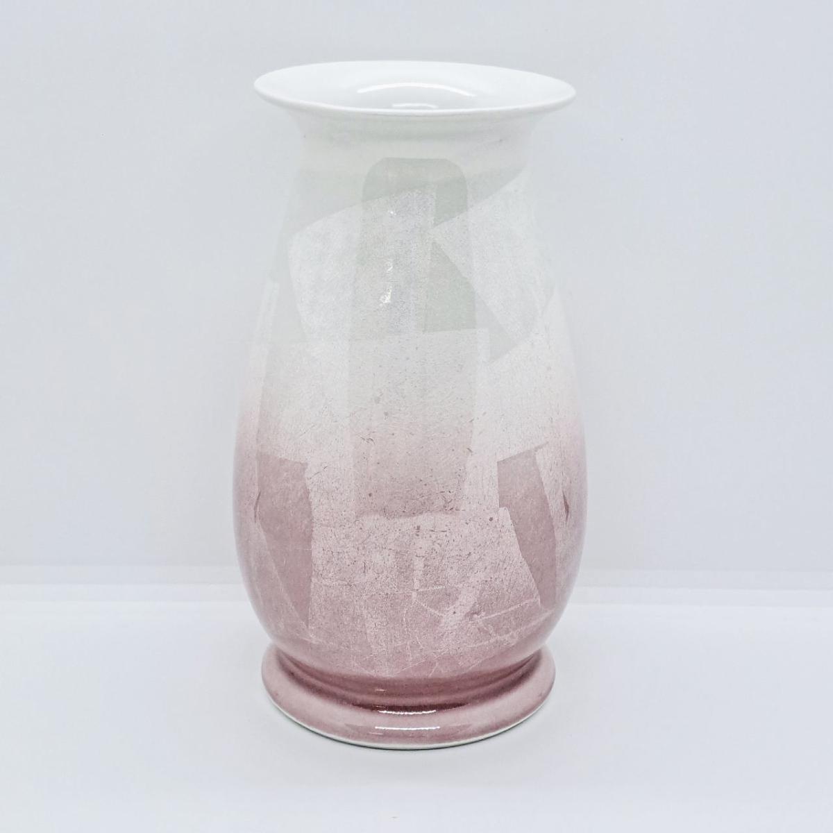 九谷焼6号花瓶／銀彩ピンク