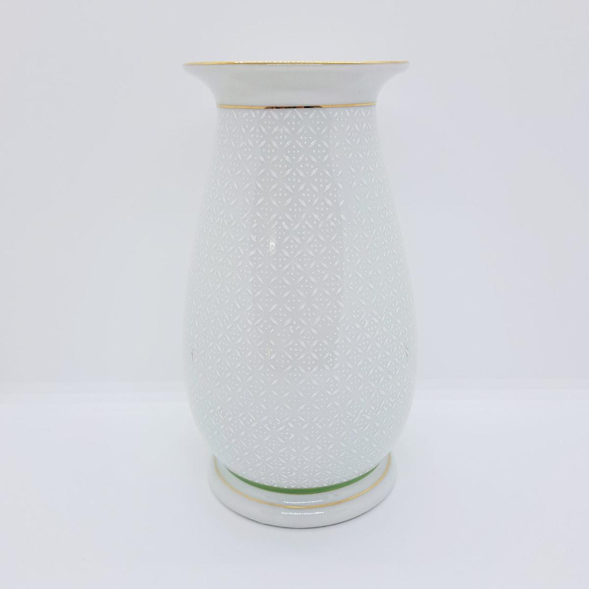 九谷焼6号花瓶／白七宝