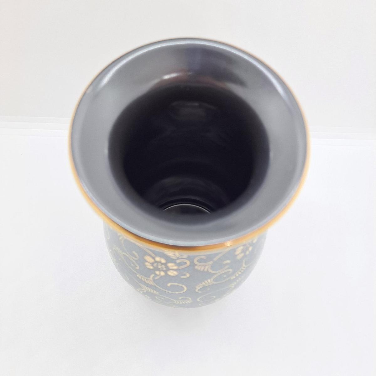 九谷焼6号花瓶青粒鉄仙