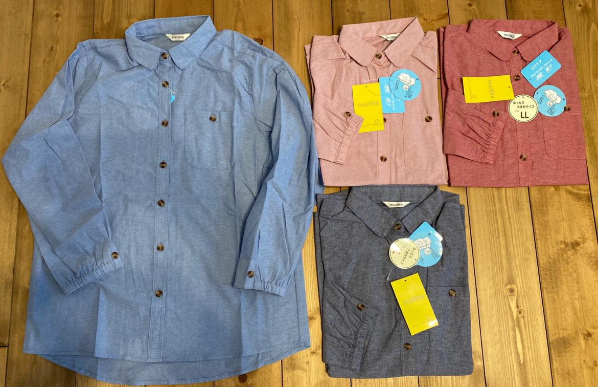 婦人 半ゴムダンガリー無地ブラウス6枚 アソートM〜Lサイズ