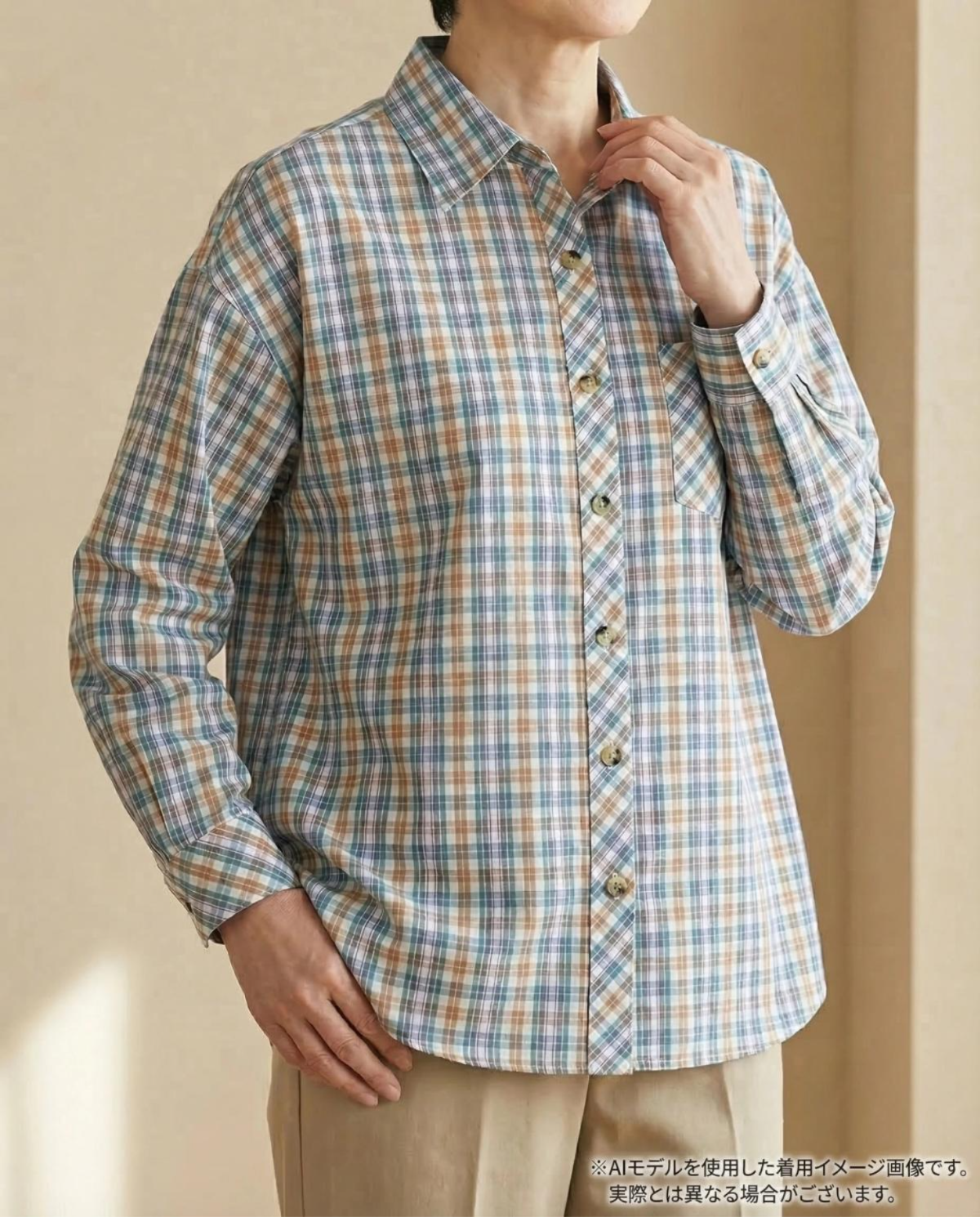 3Lサイズ婦人 ブラウス ロールアップ 格子 6枚 長袖ブラウス チェック柄 レディース