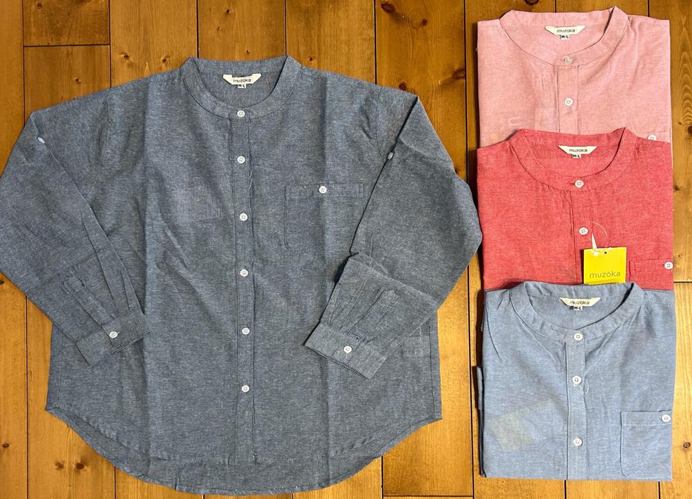 婦人ダンガリーブラウス　ノーカラー6枚込　M〜Lサイズ