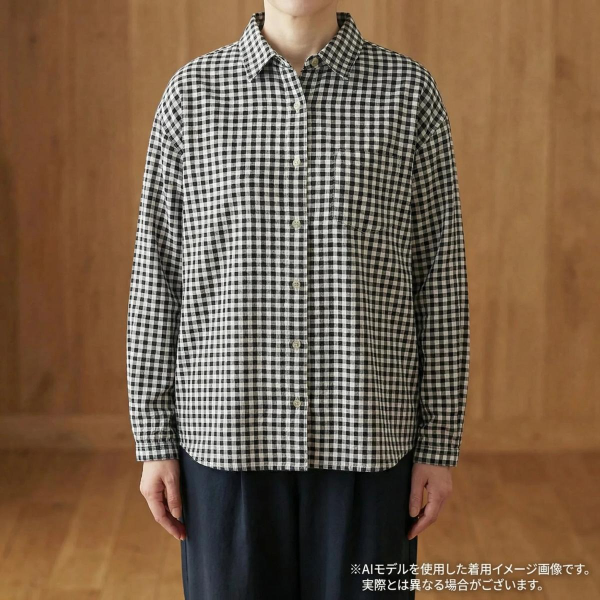 【M〜Lサイズ】婦人 袖口半ゴム 丸えり格子 ブラウス 6枚込 レディース 長袖ブラウス チェック柄