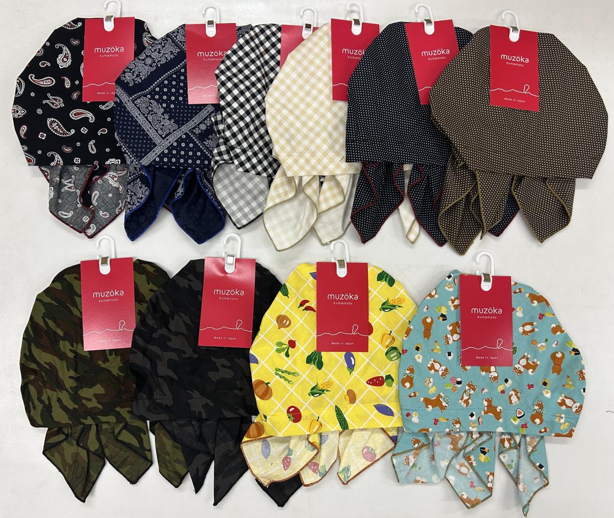 日本製　バンダナキャップ(カジュアル柄)15枚込