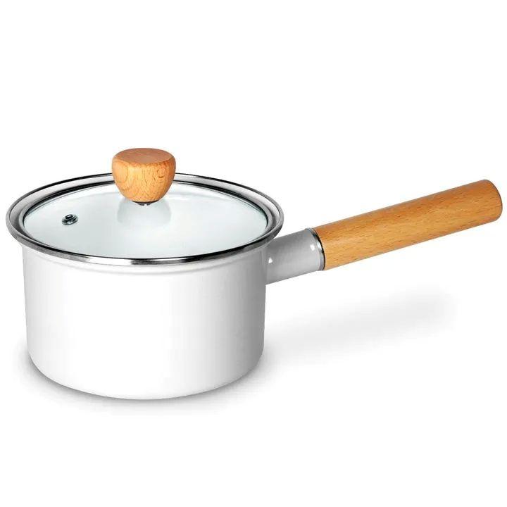 ホーロー　15cmミルクパン ホワイト【朝霞】