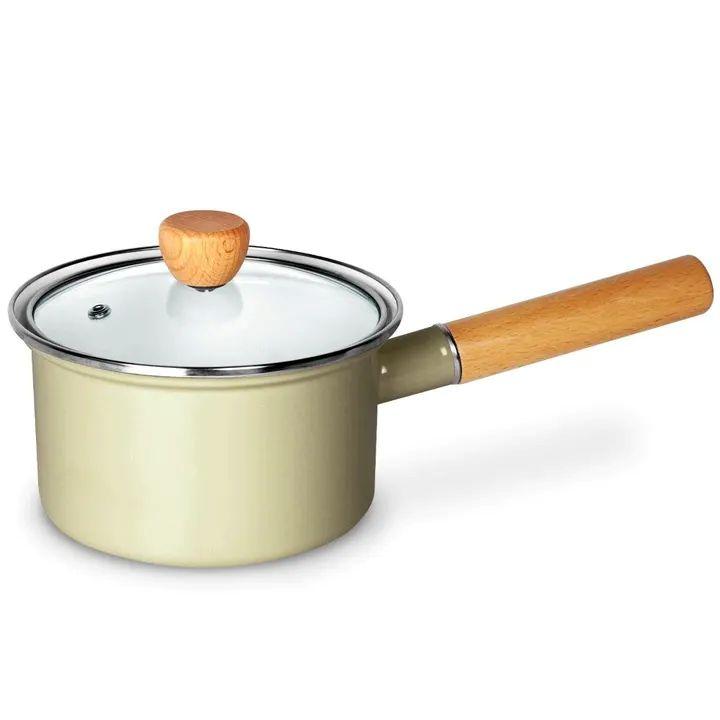 ホーロー　15cmミルクパン グレージュ【茅色】