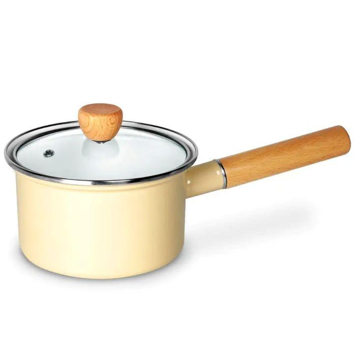 ホーロー　15cmミルクパン エクリュ【白茶】