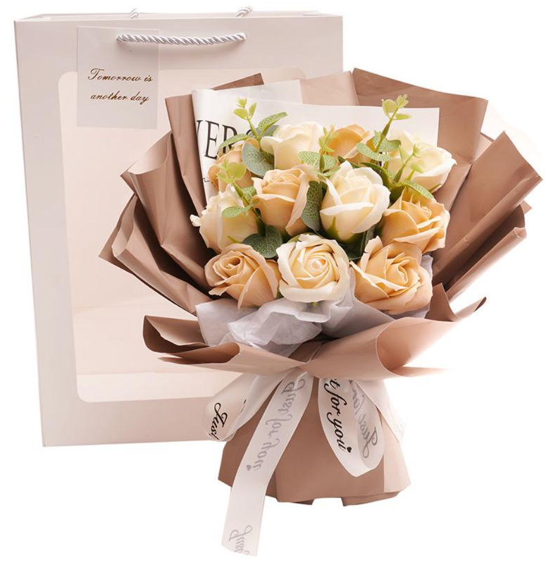 ソープフラワー　アンティークブーケ　　　　　　　　　アイボリー　ピンクアイボリー