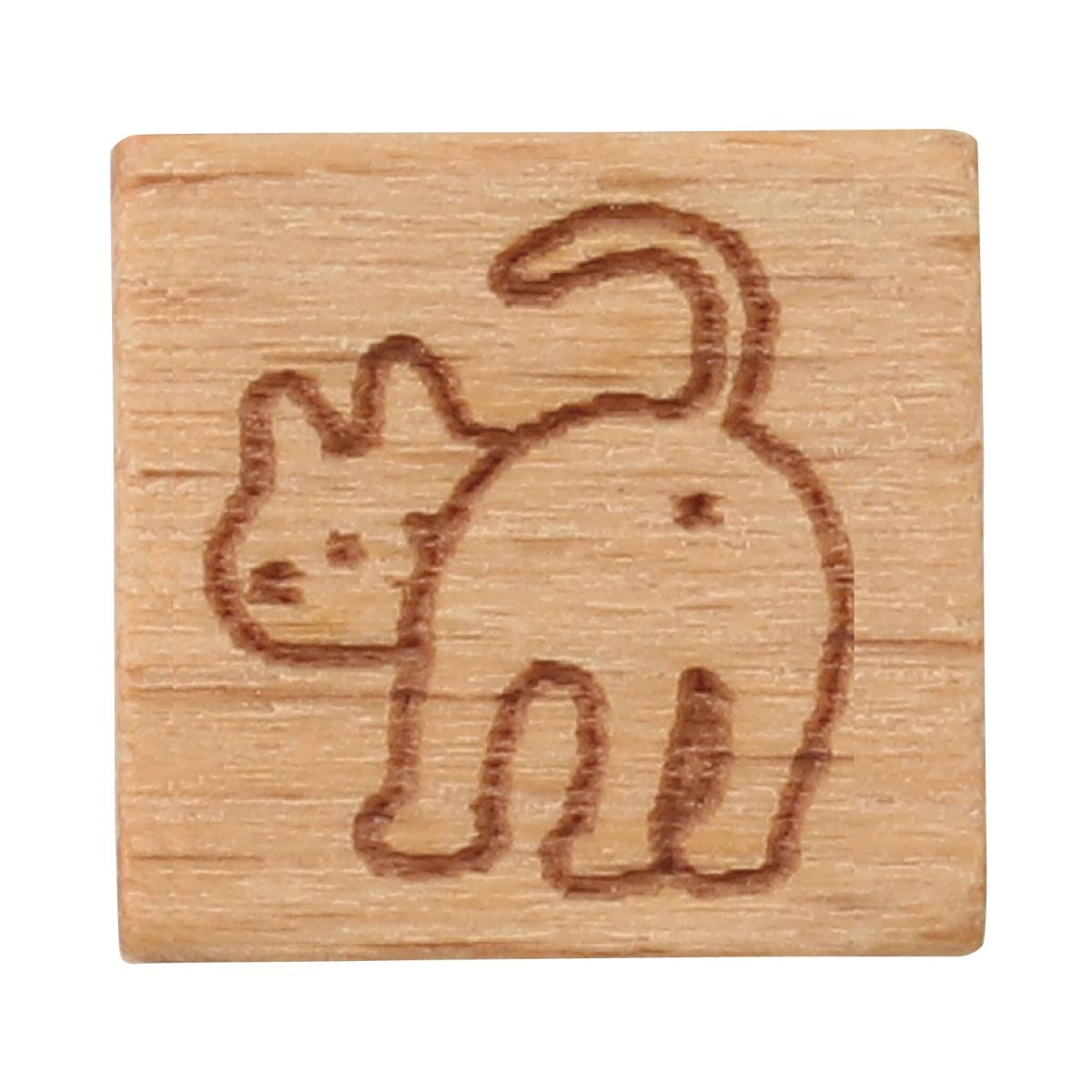 木柄スタンプ１０　しろねこ　おしり