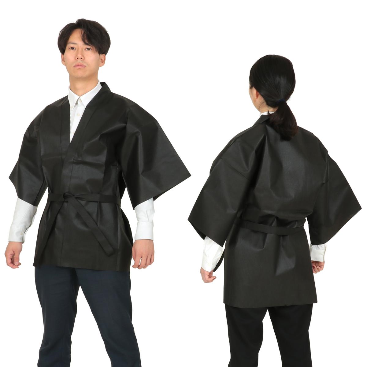 カラー不織布ハッピ　大人用　Ｌ　黒